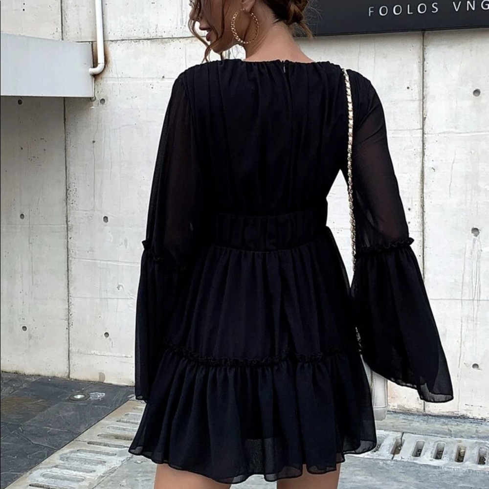 Frill ruffle boho gypsy tier long sleeve dress - Picture 2 of 5